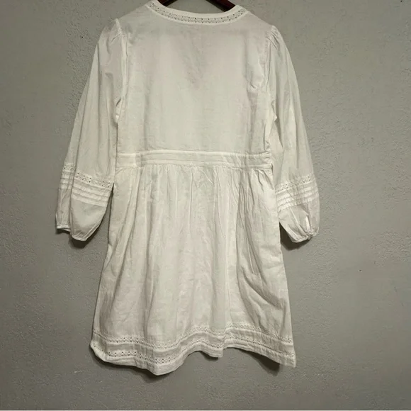 Women's J. Crew White 100% Cotton Long Sleeve Dress - Picture 9 of 10
